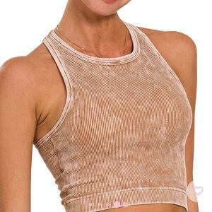 Zenana Outfitters Ribbed Camel Bra Top